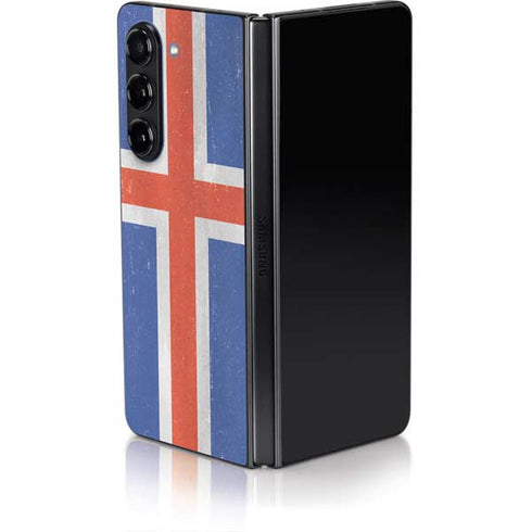 Iceland Flag Distressed Galaxy Z Fold5 5G Skin